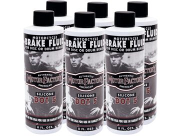 48-65 Panhead, 66-84 FL Shovel, 71-84 FX Shovel, 85-94 FX Model, 52-06 Sportster, 91-05 Dyna, 84-05 Softail, 86-04 Touring, 02-05 V-RodDOT 5 Brake Fluid Box of 6 bottles (8oz./ca.240ml per bottle)