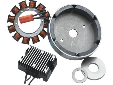 85-98 Touring, 84-99 Softail, 91-98 Dyna, 85-94 FX Model, 71-84 FX Shovel, 70-84 FL Shovel32 Amp Charging System with black regulator