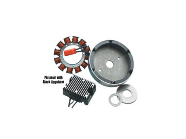 85-98 Touring, 84-99 Softail, 91-98 Dyna, 85-94 FX Model, 71-84 FX Shovel, 70-84 FL Shovel32 Amp Charging System with chrome regulator