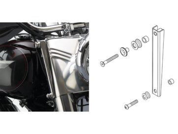 90-95, 97-00, 03-10 FLSTF, 88-90 FLSTC, 93-96 FLSTN, 01-06 FLSTFI, 05 FLSTFSE, 06 FLSTFSE2, 10 FLSTFBHardware Kit for FLST W/O Lightbar Windshield Mount Kit Chrome