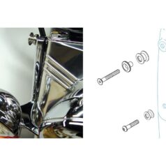 90-95, 97-00, 03-10 FLSTF, 88-90 FLSTC, 93-96 FLSTN, 01-06 FLSTFI, 05 FLSTFSE, 06 FLSTFSE2, 10 FLSTFBHardware Kit for FLST with Lightbar Windshield Mount Kit Chrome