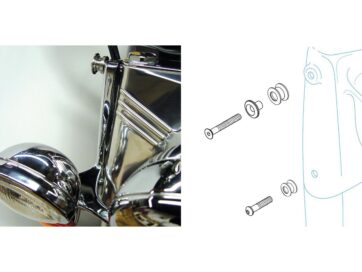 90-95, 97-00, 03-10 FLSTF, 88-90 FLSTC, 93-96 FLSTN, 01-06 FLSTFI, 05 FLSTFSE, 06 FLSTFSE2, 10 FLSTFBHardware Kit for FLST with Lightbar Windshield Mount Kit Chrome