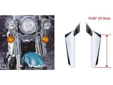 84-89, 99-03, 07, 11-15 FXST, 87-98, 07-10 FXSTC, 98-03, 07-09 FXSTB, 01-02, 04, 06 FXSTBI, 01-02, 04-06 FXSTIHeavy Duty Chrome Lower Wind Guards