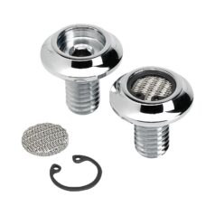 99-17 Dyna, 00-24 Softail, 99-24 Touring, 09-24 TrikeRadius Breather Bolts 3/8"-17 Chrome