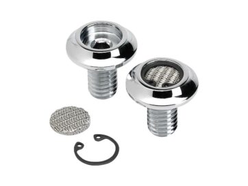 99-17 Dyna, 00-24 Softail, 99-24 Touring, 09-24 TrikeRadius Breather Bolts 3/8"-17 Chrome