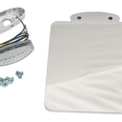 Ricks Rod License Plate Base Plate with Tail and License Plate Light Including Tail and License Plate Light, German Size 180 x 200mm Aluminium Polished