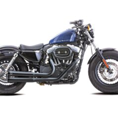 06-13 Sportster, (except 09-10 XR1200, 10-13 XR1200X)Double Groove 2 in 2 Exhaust System Black Satin
