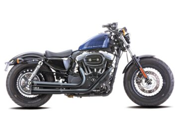 06-13 Sportster, (except 09-10 XR1200, 10-13 XR1200X)Double Groove 2 in 2 Exhaust System Black Satin