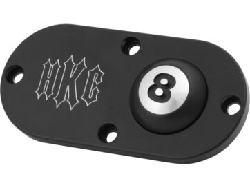 65 Panhead, 66-84 FL Shovel, 71-84 FX Shovel, 85-93 FX Model, 91-93 Dyna, 84-93 Softail, 86-93 Touring8-Ball Inpsection Cover Black Satin