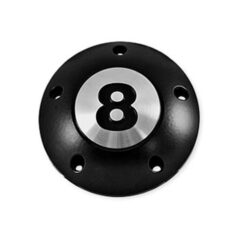 99-17 Dyna, 00-17 Softail, 99-16 Touring, 09-16 TrikePoint Cover 8-Ball, 5-hole Black Satin