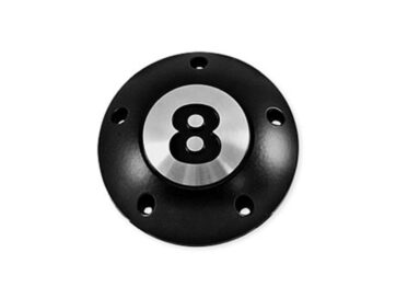 99-17 Dyna, 00-17 Softail, 99-16 Touring, 09-16 TrikePoint Cover 8-Ball, 5-hole Black Satin