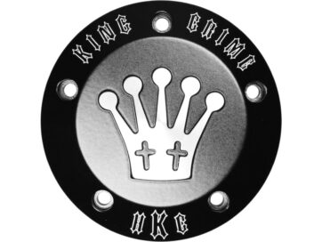 99-17 Dyna, 00-17 Softail, 99-16 Touring, 09-16 TrikePoint Cover King Crime, 5-hole Black Satin