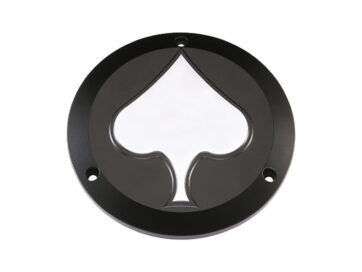70-84 FL Shovel, 71-84 FX Shovel, 85-94 FX Model, 91-98 Dyna, 84-98 Softail, 86-98 TouringSpades Derby Cover 3-hole Black Satin