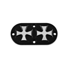 65 Panhead, 66-84 FL Shovel, 71-84 FX Shovel, 85-93 FX Model, 91-93 Dyna, 84-93 Softail, 86-93 TouringCross Inpsection Cover Black Satin