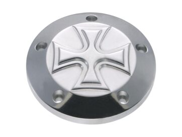 99-17 Dyna, 00-17 Softail, 99-16 Touring, 09-16 TrikePoint Cover Iron Cross, 5-hole Polished