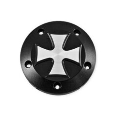 99-17 Dyna, 00-17 Softail, 99-16 Touring, 09-16 TrikePoint Cover Iron Cross, 5-hole Black Satin