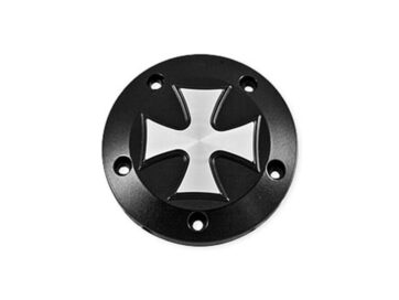 99-17 Dyna, 00-17 Softail, 99-16 Touring, 09-16 TrikePoint Cover Iron Cross, 5-hole Black Satin