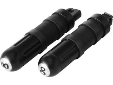 91-20 Sportster, (except 10-20 XL1200X, 11-20 XL1200C, 11-20 XL883L, 12-13, 15-16 XL1200V, 13 XL1200C ANV, 13-16 XL1200CA, 13-17 XL1200CB, 18 XL1200X ANX, 19-20 XL1200XS), 85-94 FX Model, 91-17 Dyna, (except 12, 14-16 FLD, 13 FLD103), 84-15 Softail, (except 08 FXCW, 08-11 FXCWC, 88-03, 07-12, 14-15 FLSTC, 90-00, 03-12, 14-15 FLSTF, 93-96, 05, 07-12, 14-15 FLSTN, 08-10 FLSTSB, 10-12, 14-15 FLSTFB, 11-12 FXS, 11 FLSTSE2, 12 FLSTSE3, 12, 14-15 FLS, 13 FXS 103, 13-14 FXSBSE, 13 FLS 103, 13 FLSTC 103, 13 FLSTC 103 ANV, 13 FLSTF 103, 13 FLSTFB 103, 13 FLSTN103, 14-17 FXSB, 14-15 FLSTNSE, 16-17 FXSE, 86-90 FLST, 97-03 FLSTS, 01-06 FLSTCI, 01-06 FLSTFI, 01-03 FLSTSI, 05 FLSTFSE, 05-06 FLSTNI, 05-06 FLSTSCI, 06 FLSTFSE2, 06 FLSTI, 07 FLSTSC), 02-17 V-RodYoung Gun 8-Ball Foot Pegs Black