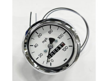 68-83 FL Shovel, 71-83 FX Shovel60mm Basic Speedometer Scale: 120 mph; Scale Color: white Chrome 60.0 mm