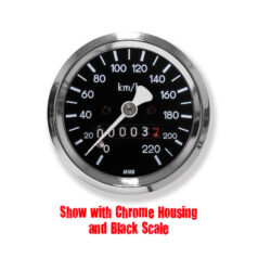 54-90 Sportster, 47 Knucklehead, 48-65 Panhead, 66-67 FL Shovel, 73-84 FX Shovel, (except 80-84 FXWG), 85-90 FX Model, 87-90 Softail60mm Basic Speedometer Scale: 120 mph; Scale Color: aluminum Chrome 60.0 mm