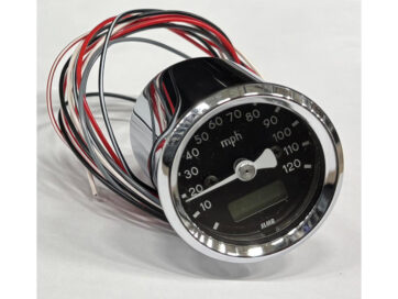 86-13 Sportster, 85-94 FX Model, 91-11 Dyna, 84-10 Softail, 02-17 V-Rod48 mm Basic Speedometer Scale: 120 mph; Scale Color: black Chrome 48.0 mm