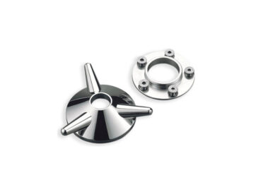 99-17 Dyna, 00-17 Softail, 99-16 TouringVintage Spinner Axle Cover Aluminium Polished