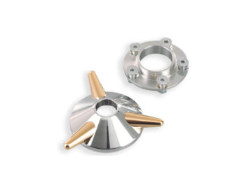99-17 Dyna, 00-17 Softail, 99-16 TouringVintage Spinner Axle Cover Aluminium Polished Brass Polished