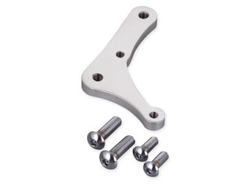 00-20 Sportster, (except 08-10 XR1200, 10-13 XR1200X, 16-20 XL1200X, 16-20 XL1200CX, 18 XL1200X ANX, 19-20 XL1200XS), 00-05 Dyna, 00-17 Softail, (except 13-14 FXSBSE, 14-17 FXSB, 16-17 FXSE, 00-03 FLSTS, 00-03 FXSTS, 01-03 FLSTSI, 01-02, 04-06 FXSTSI, 04 FXSTI, 05-06 FLSTSCI, 07 FLSTSC, 07 FXSTSSE, 08-11 FLSTSB, 08 FXCW, 08-11 FXCWC, 08 FXSTSSE2, 09 FXSTSSE3), 00-13 Touring4 Piston Front Bracket, For 8,5" Rotor, Left and Right, Polished