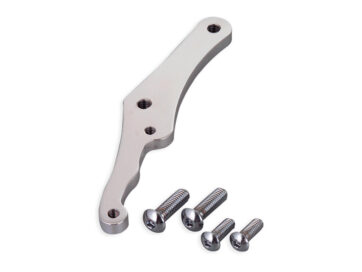 00-20 Sportster, (except 08-10 XR1200, 10-13 XR1200X, 16-20 XL1200X, 16-20 XL1200CX, 18 XL1200X ANX, 19-20 XL1200XS), 00-05 Dyna, 00-17 Softail, (except 13-14 FXSBSE, 14-17 FXSB, 16-17 FXSE, 00-03 FLSTS, 00-03 FXSTS, 01-03 FLSTSI, 01-02, 04-06 FXSTSI, 04 FXSTI, 05-06 FLSTSCI, 07 FLSTSC, 07 FXSTSSE, 08-11 FLSTSB, 08 FXCW, 08-11 FXCWC, 08 FXSTSSE2, 09 FXSTSSE3), 00-13 Touring4 Piston Front Bracket, For 11,5" Rotor, Left and Right, Polished