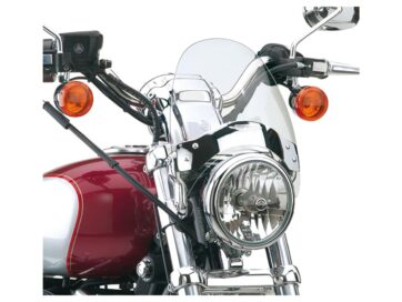 06-17 Dyna, 09-10 XR1200, 10-12 XR1200X, 16-20 XL1200X, 18 XL1200X ANX, 19-20 XL1200XS, 13-14 FXSBSE, 14-17 FXSB, 02-06 VRSCA, 04-05 VRSCB, 05 VRSCSE, 06-08 VRSCD, 06-07 VRSCR, 06 VRSCSE2, 06-07 VRSCX, 07-10 VRSCDX, 07-08, 10 VRSCAW, 08 VRSCAWA, 08 VRSCDA, 08 VRSCDXA, 09-17 VRSCF, 13 VRSCF 105Flyscreen Windshield Kit Height: 8,5", Width: 9,25", Chrome Brackets 44-50mm Light Smoke