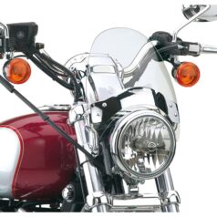 12-17 VRSCDX, 12 VRSCDX ANV, 13 VRSCDX 105Flyscreen Windshield Kit Height: 8,5", Width: 9,25", Chrome Brackets 52-56mm Light Smoke