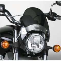 06-17 Dyna, 09-10 XR1200, 10-12 XR1200X, 16-20 XL1200X, 18 XL1200X ANX, 19-20 XL1200XS, 13-14 FXSBSE, 14-17 FXSB, 02-06 VRSCA, 04-05 VRSCB, 05 VRSCSE, 06-08 VRSCD, 06-07 VRSCR, 06 VRSCSE2, 06-07 VRSCX, 07-10 VRSCDX, 07-08, 10 VRSCAW, 08 VRSCAWA, 08 VRSCDA, 08 VRSCDXA, 09-17 VRSCF, 13 VRSCF 105Flyscreen Windshield Kit Height: 8,5", Width: 9,25", Chrome Brackets 44-50mm Dark Smoke