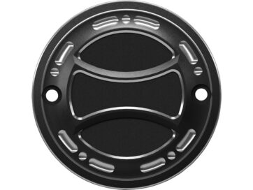 71-20 Sportster, 70-84 FL Shovel, 71-84 FX Shovel, 85-94 FX Model, 91-98 Dyna, 84-99 Softail, 85-98 TouringTorque Point Cover 2-hole Bi-Color Anodized