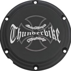 99-17 Dyna, 99-18 Softail, (except 18 FLSB), 99-15 Touring, (except 15 FLHTKL, 15 FLHTCUL), 09-15 Trike"Thunderbike" Clutch Cover 6-hole, with Thunderbike Logo Bi-Color Anodized