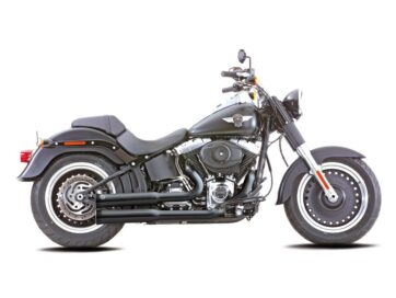 07-17 Softail, (except 08 FXCW, 08-11 FXCWC, 09 FXSTSSE3, 13-14 FXSBSE, 14-17 FXSB, 16-17 FXSE)Double Groove 2 in 2 Exhaust System Black Satin