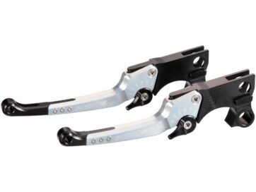 21-24 Touring, 25 FLHRXS, (except 23-24 FLHXSE, 23-24 FLTRXSE, 24 FLHX, 24 FLTRX, 24 FLTRXSTSE), 21-25 TrikeGood Guys Adjustable Brake and Clutch Lever Kit Black Silver Anodized Cable Clutch