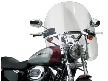 88-20 Sportster, (except 09-10 XR1200, 10-12 XR1200X, 10-20 XL1200X, 18 XL1200X ANX, 19-20 XL1200XS, 19-20 XL1200CX), 87-94 FXLR, 87 FXRC, 82-84, 89-94 FXR, 82-84, 89-92 FXRS, 86, 89 FXRSL, 83-84, 89-92 FXRT, 90-93, 96-98 FXRS_CON, 90-93 FXRSSP, 84 FXRSDG, 94-95 FXDS_CON, 93-03 FXDL, 95-03 FXD, 99 FXRS_CONV, 99-03 FXDX, 92-93 FXD_DAY, 92-93 FXDC, 04-05 FXDI, 04-05 FXDLI, 04-05 FXDXI, 05 FXDCISwitchBlade 2-Up Quick Release Windshield Height: 26,5", Width: 23" Clear