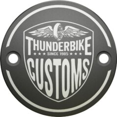 18-24 Softail, 17-24 Touring, (except 23-24 FLHXSE, 23-24 FLTRXSE, 24 FLHX, 24 FLTRX, 24 FLTRXSTSE), 17-24 TrikeNew Custom Point Cover 2-hole, with Thunderbike-Logo Bi-Color Anodized