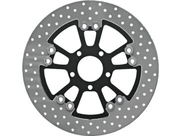 00-10 Sportster, (except 08-10 XR1200, 10 XR1200X), 00-17 Dyna, 00-24 Softail, 00-07 TouringRound 292 mm Floated Brake Disc Vegas Black Satin Rear