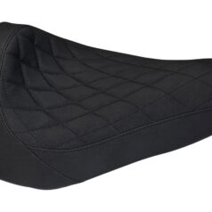 19-20 FXDRS 114Vinyl Leather Solo Seat Diamond Stitch, For Thunderbike GP Style Fender 260/18" and OE Tank Black