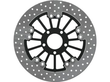00-10 Sportster, (except 08-10 XR1200, 10 XR1200X), 00-17 Dyna, 00-24 Softail, 00-07 TouringRound 292 mm Floated Brake Disc Spoke Black Rear