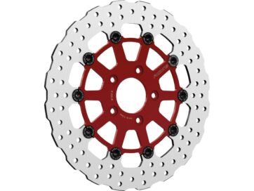00-13 Sportster, 00-05 Dyna, 00-14 Softail, 00-07 Touring, 02-05 V-RodEl Diabolo (Steve) Design Floating Brake Disc Red Inner Carrier 11,5" Front