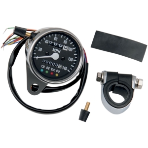 2.4" MECHANICAL SPEEDOMETER 2240:60 WITH LED INDICATORS CHROME BLACK FACE