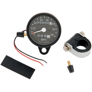 2.4" MECHANICAL SPEEDOMETER 2:1 W/ TRIP-METER BLACK HOUSING BLACK FACE