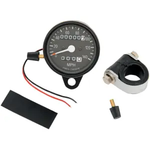 2.4" MECHANICAL SPEEDOMETER 2:1 W/ TRIP-METER BLACK HOUSING BLACK FACE