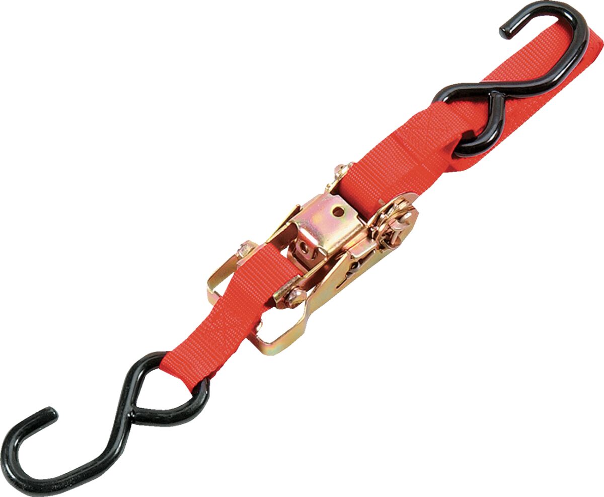 HEAVY-DUTY RATCHETING TIE-DOWN WITH BUILT-IN RED
