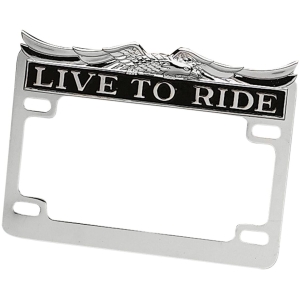LICENSE PLATE FRAME "LIVE-TO-RIDE" CHROME