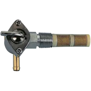 FUEL VALVES WITH EXTERNAL THREAD GZP Chr 90dgr petcock 1/4"NPT brss filtr
