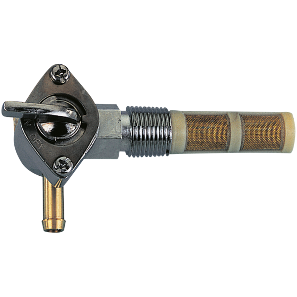 FUEL VALVES WITH EXTERNAL THREAD GZP Chr 90dgr petcock 1/4"NPT brss filtr