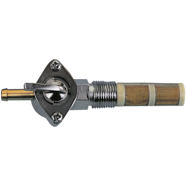 FUEL VALVES WITH EXTERNAL THREAD GZP Chr strght petcock 1/4"NPT brss fltr